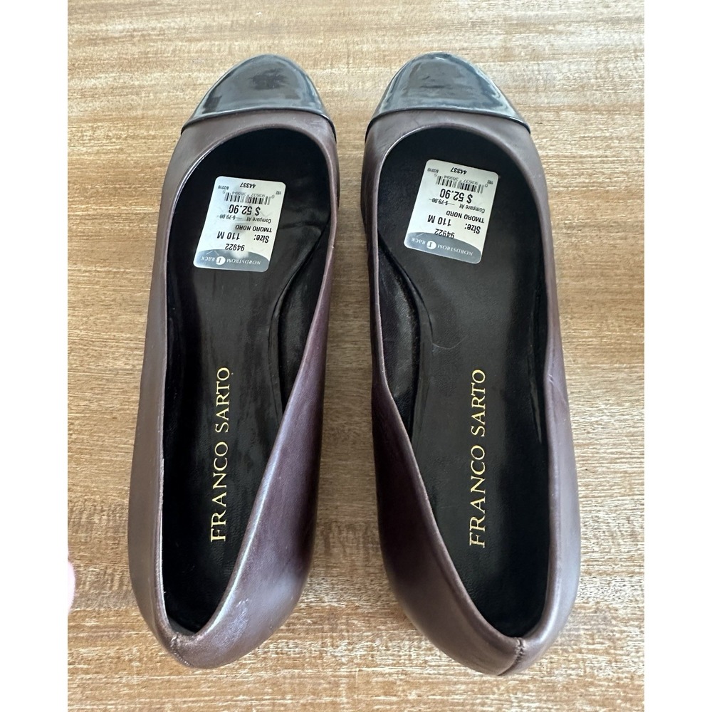 Franco Sarto Bocca Loafers Slip On Shoes Leather Almond Toe Brown Size‎ 10